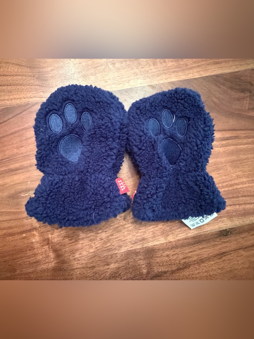 Magnetic Me Navy Blue Sherpa Mittens with Paw Applique